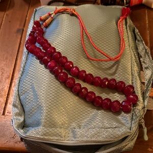 Real red ruby Beaded Necklace Artisan made Jaipur